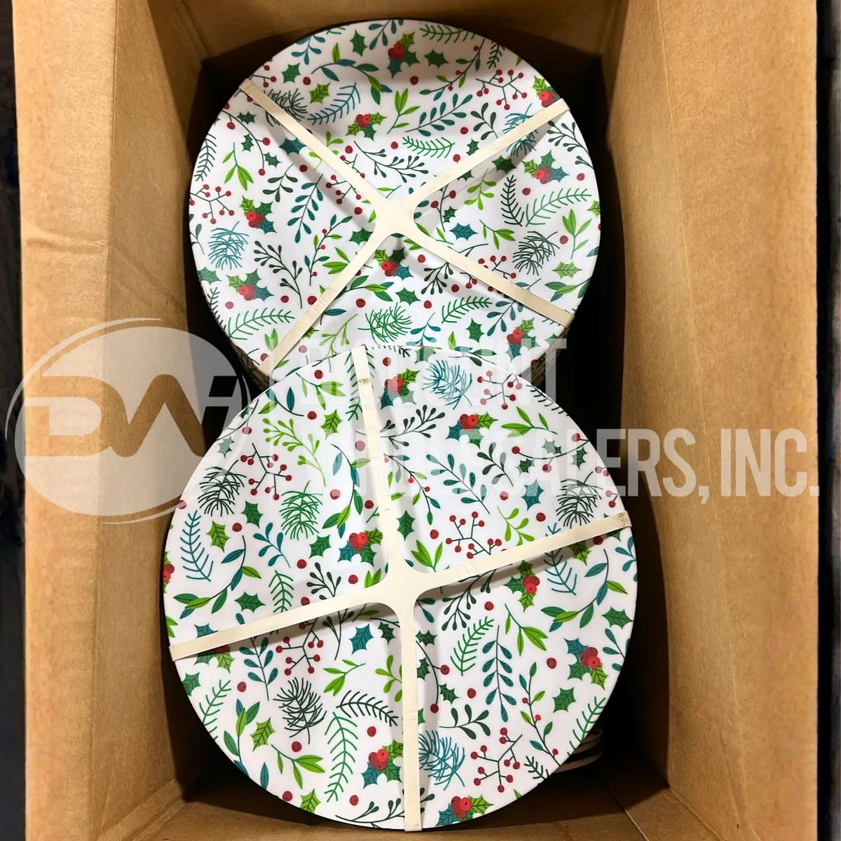 Holly & Pine Christmas Melamine Plates — 156 pcs